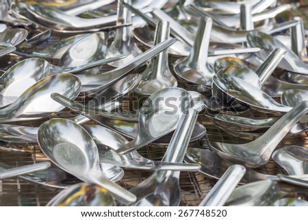 Group of stainless steel spoon, free for service in charitable foundation