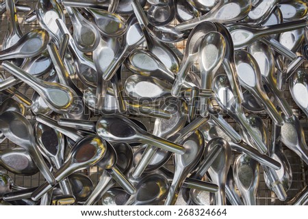 Group of stainless steel spoon, free for service in charitable foundation