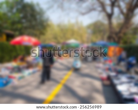Natural bright blurred background of second hand market.