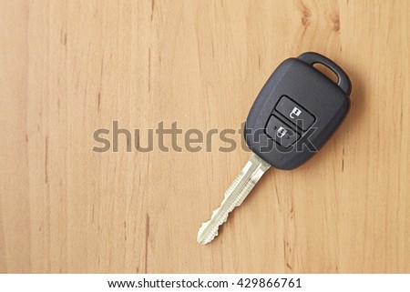 background of car key on the wooden table