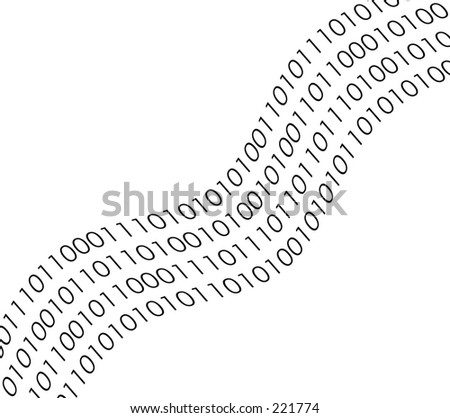 A curved stream of binary numbers.