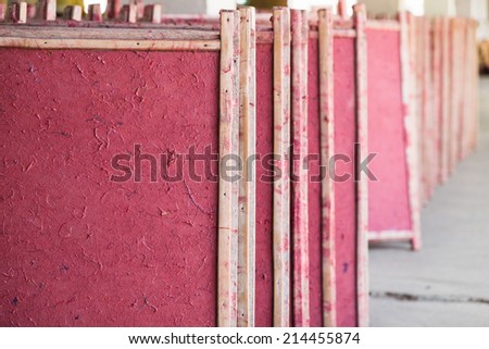 Air drying mulberry paper, handmade paper in Chiang mai, Thailand