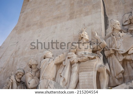 Monument to the Discoveries in Lisbon (Portugal). The monument celebrates the Portuguese Age of Discovery (or Age of Exploration) during the 15th and 16th centuries.