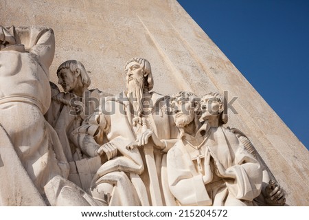 Monument to the Discoveries in Lisbon (Portugal). The monument celebrates the Portuguese Age of Discovery (or Age of Exploration) during the 15th and 16th centuries.
