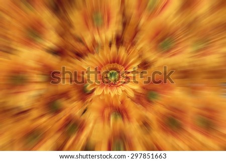 abstract background yellow flower with motion zoom effect