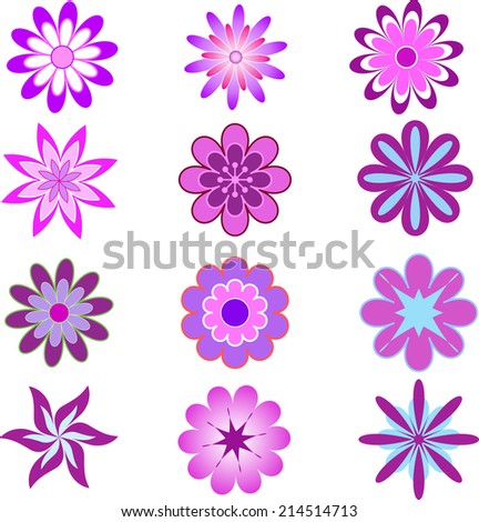Purple pink Flowers, Flower Vector