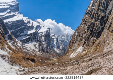 The ice cliff, Annarpurna base camp Nepal