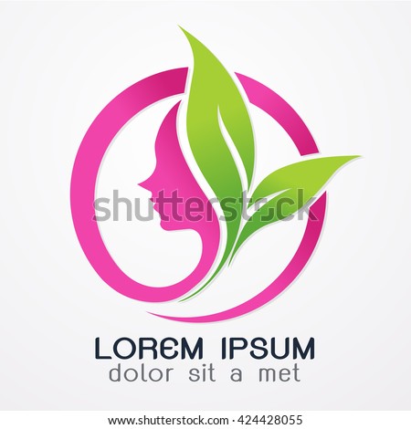 Woman's face in flower leaves,Logo Concept for Beauty Salons and Spa.
