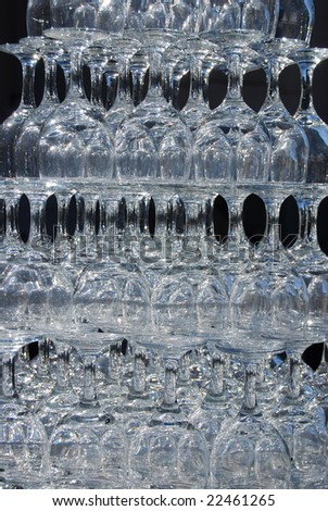 Closeup of Tower of Wine Glasses
