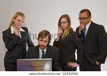 Team Meeting at Laptop Serious