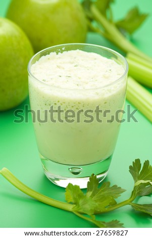 fresh fruit milk shake apple and celery