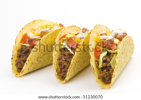 delicious taco, mexican food isolated over white