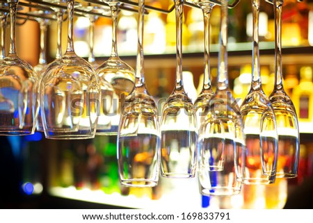 Colorful Cocktail Glasses In Restaurant Bar