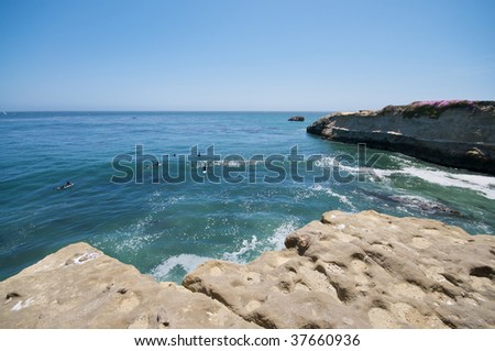 Surfing Beach Area in Santa Cruz California