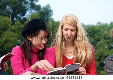 Multicultural girls studying in College