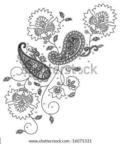 stock vector Kashmir henna design fashion