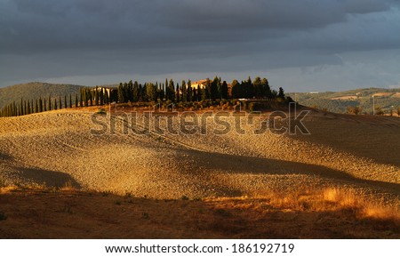 Countryside landscape after storm, Tuscany, Italy