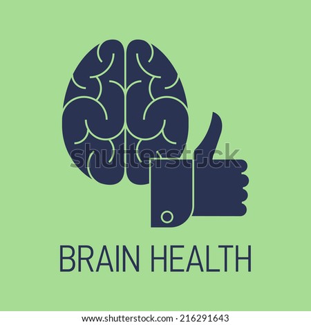 Vector modern silhouette health care concept design element on brain health | Trendy minimalistic medical brain disease awareness icon