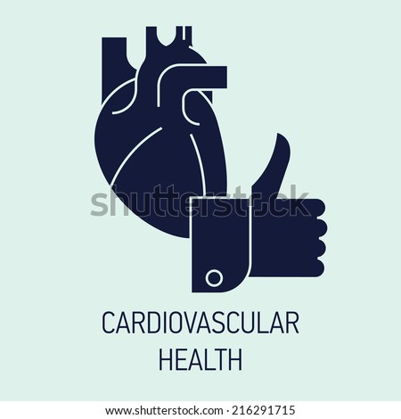 Vector modern silhouette health care concept design element on cardiovascular health | Trendy minimalistic medical heart disease awareness icon