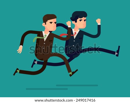 Vector modern flat design abstract illustration on running business people in rush competing Two different businessmen competition run isolated full length Leader and outsider dashing run Vector modern flat design abstract illustration on running business people in rush competing Two different businessmen competition run isolated full length Leader and outsider dashing run