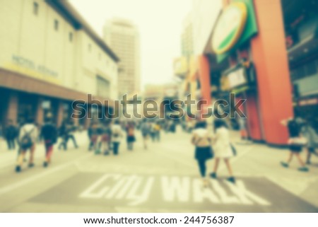 Blurred view abstract people city background