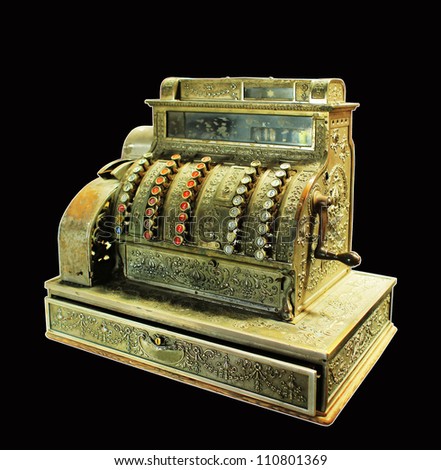 Antique crank-operated cash register