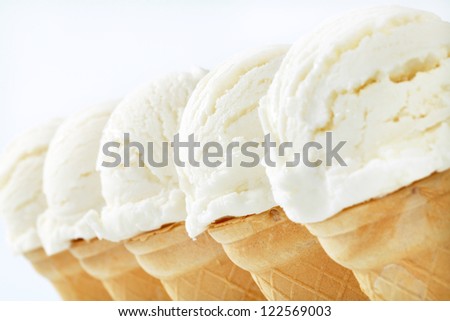 White ice cream cones - lemon, vanilla or coconut flavor