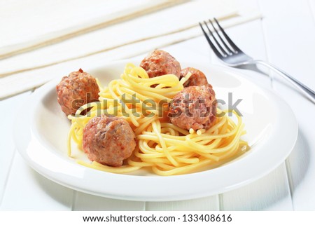 Tasty lunch spaghetti and meatballs
