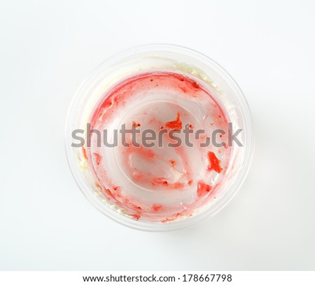 plastic bowl with eaten dessert