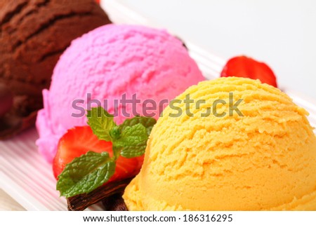 Colorful ice cream scoops