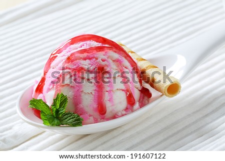Cherry sundae and wafer