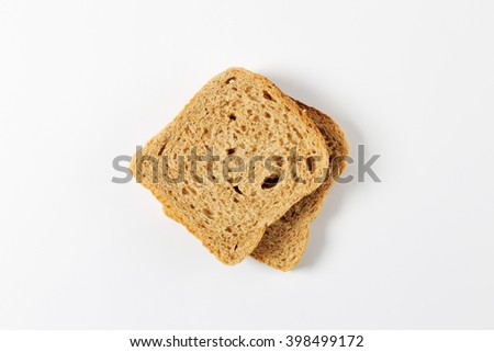 two slices of whole grain bread