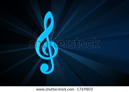 music symbols background. Blue 3d Music symbol on a