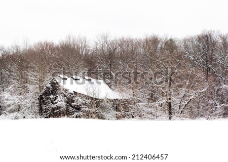 Wintry Landscape Along a Country Road