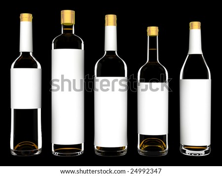 Wine bottles with blank labels