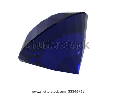 Blue sapphire gemstone isolated on white background