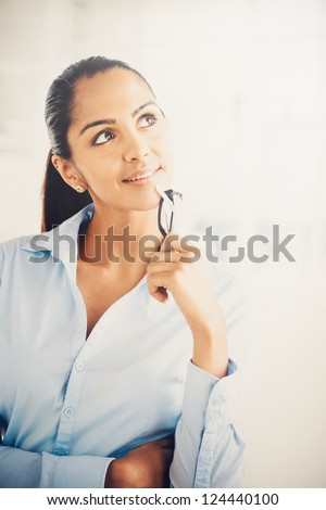 Indian business woman thinking future vintage grade