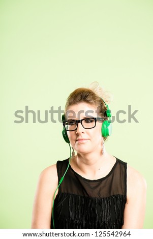 crazy face funny woman portrait real people high definition green background