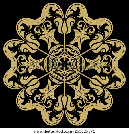 Damask  floral pattern with arabesque and oriental elements. Abstract traditional golden ornament for backgrounds