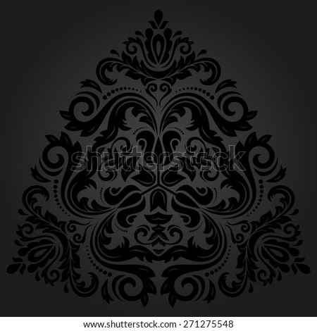 Damask  floral pattern with arabesque and oriental black elements. Abstract traditional ornament for backgrounds