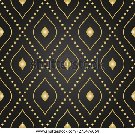Geometric modern  seamless pattern. Abstract texture with golden dotted elements