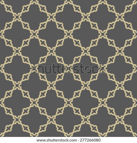Geometric  pattern with oriental elements. Seamless grill with abstract golden ornament.