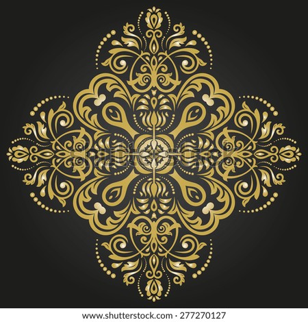 Damask  floral pattern with arabesque and oriental elements. Abstract traditional golden ornament for backgrounds