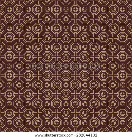Geometric fine abstract  pattern with golden octagons. Seamless modern texture for wallpapers and backgrounds
