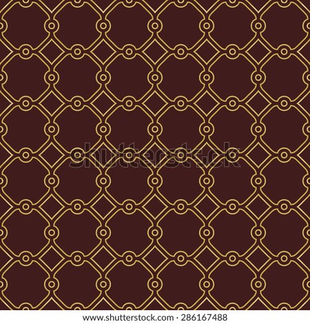 Geometric  pattern with oriental elements. Seamless grill with abstract ornament. Brown and golden colors