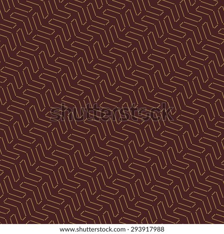 Geometric  ornament with diagonal triangles. Seamless abstract texture with golden dots for wallpapers and background