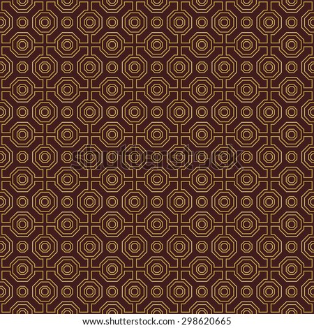 Geometric fine abstract  background. Seamless modern texture with golden octagons