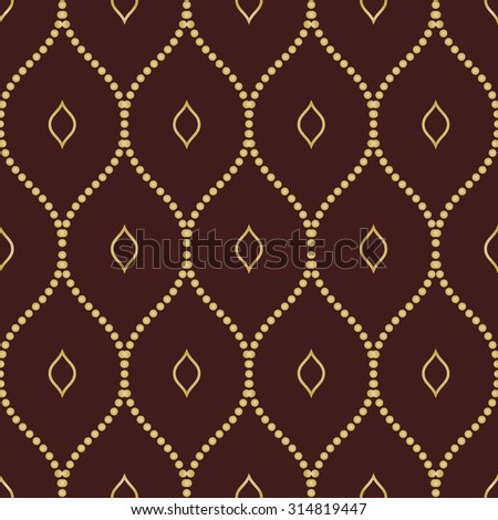 Pattern with seamless  ornament. Modern stylish geometric background with repeating golden dotted waves