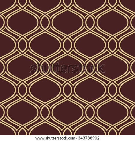 Seamless ornament. Modern stylish geometric pattern with repeating golden wavy lines