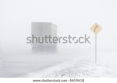 Semi Truck in Blowing Snow